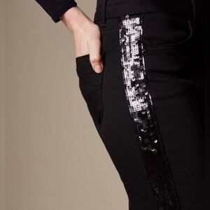 NWOT Black Pants with Sequin Side Stripes